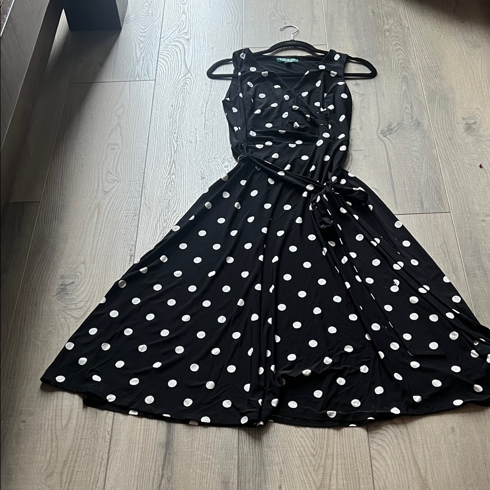 Lauren Ralph Lauren Black and White Polka Dot Midi Dress - Picture 2 of 3